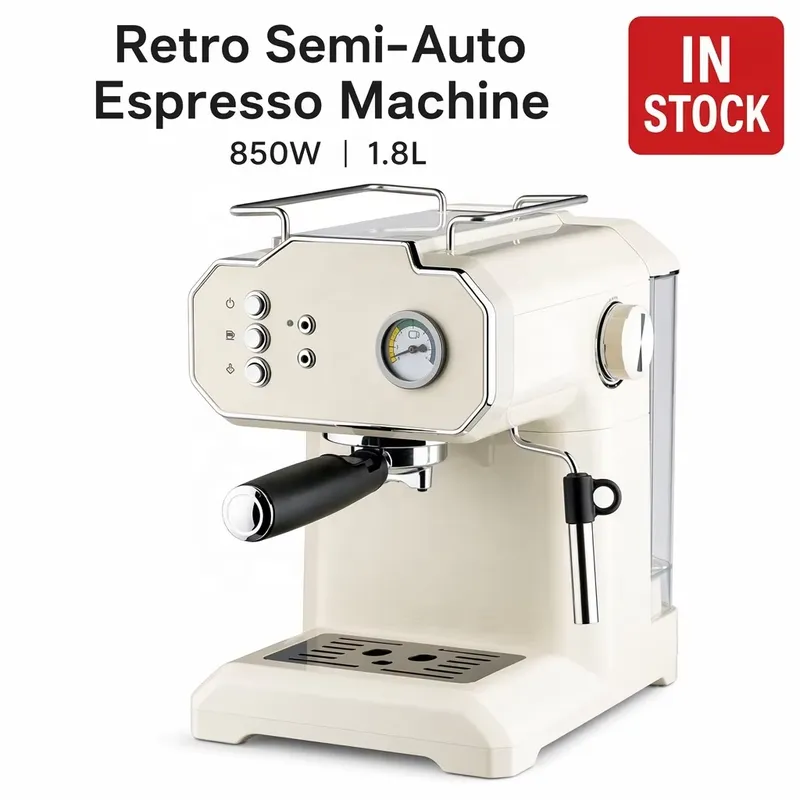 Pressure Gauge Espresso - Machine à expresso semi-automatique rétro 850W